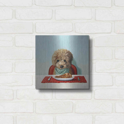 Luxe Metal Art 'Puppy Chow' by Lucia Heffernan, Metal Wall Art,12x12