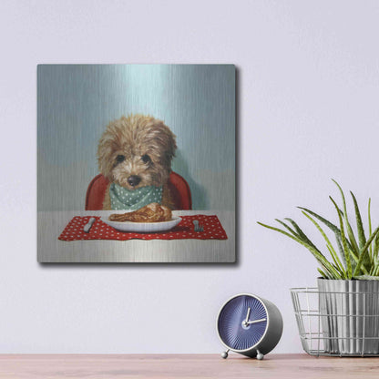 Luxe Metal Art 'Puppy Chow' by Lucia Heffernan, Metal Wall Art,12x12