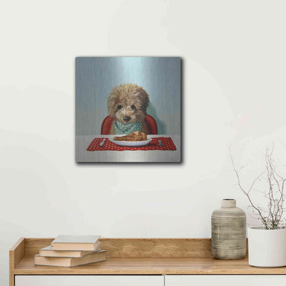 Luxe Metal Art 'Puppy Chow' by Lucia Heffernan, Metal Wall Art,12x12