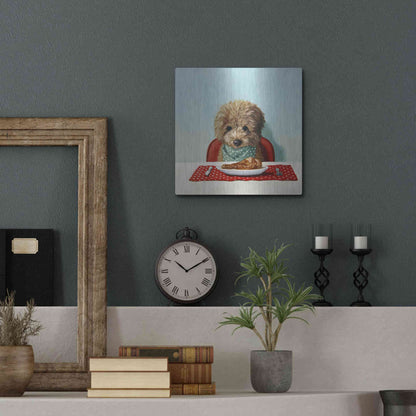 Luxe Metal Art 'Puppy Chow' by Lucia Heffernan, Metal Wall Art,12x12