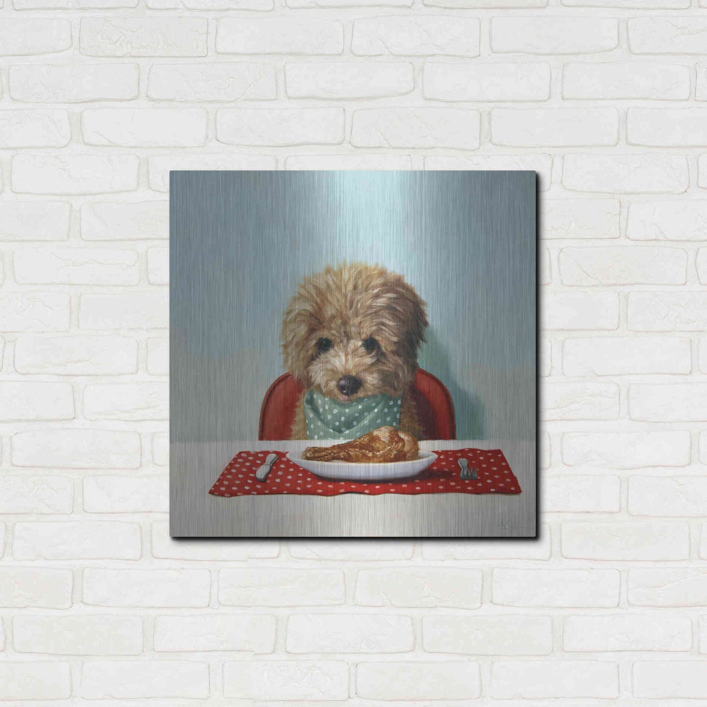 Luxe Metal Art 'Puppy Chow' by Lucia Heffernan, Metal Wall Art,24x24