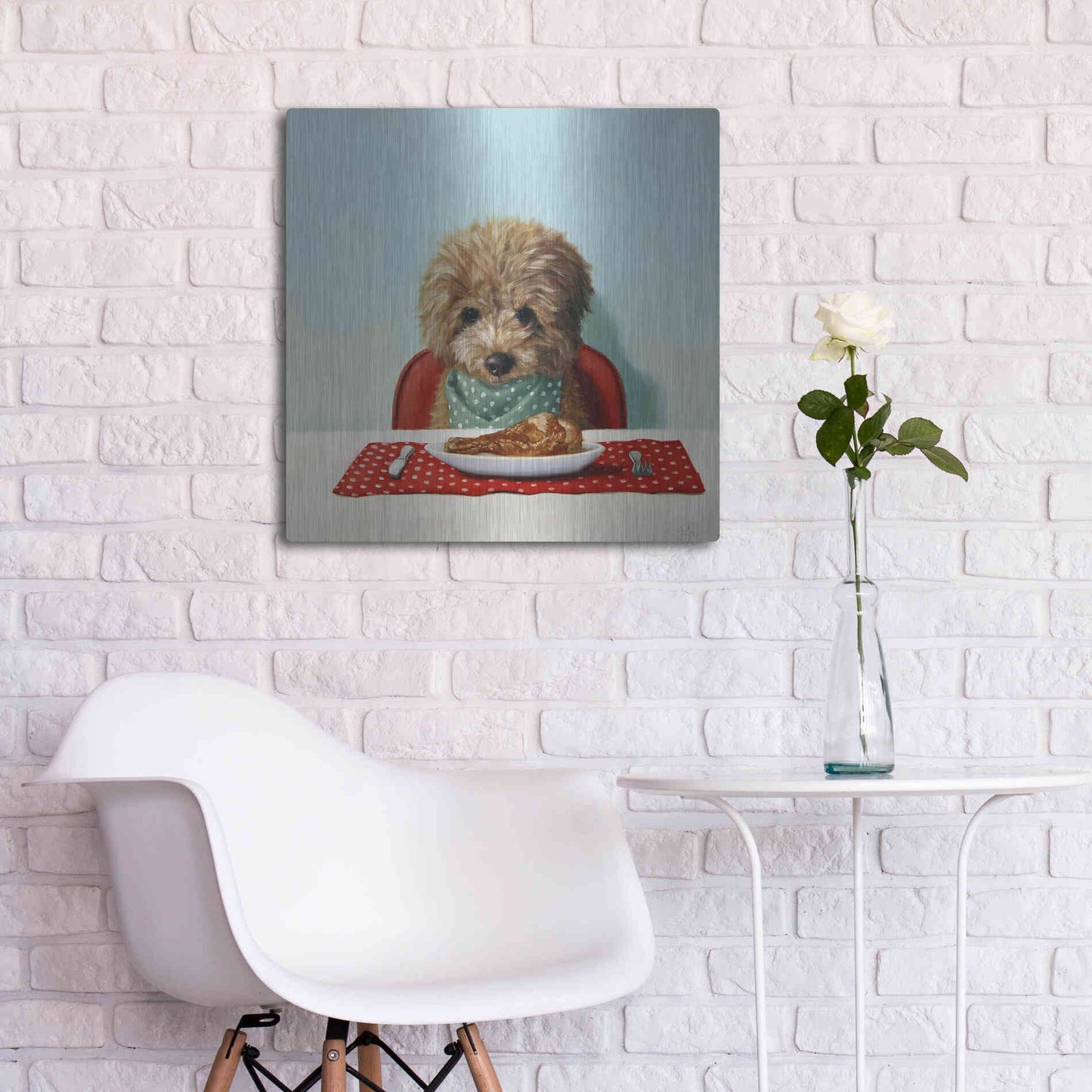 Luxe Metal Art 'Puppy Chow' by Lucia Heffernan, Metal Wall Art,24x24