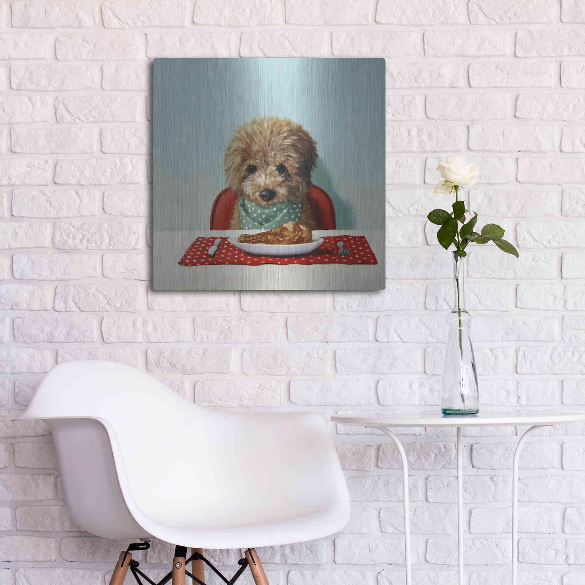 Luxe Metal Art 'Puppy Chow' by Lucia Heffernan, Metal Wall Art,24x24