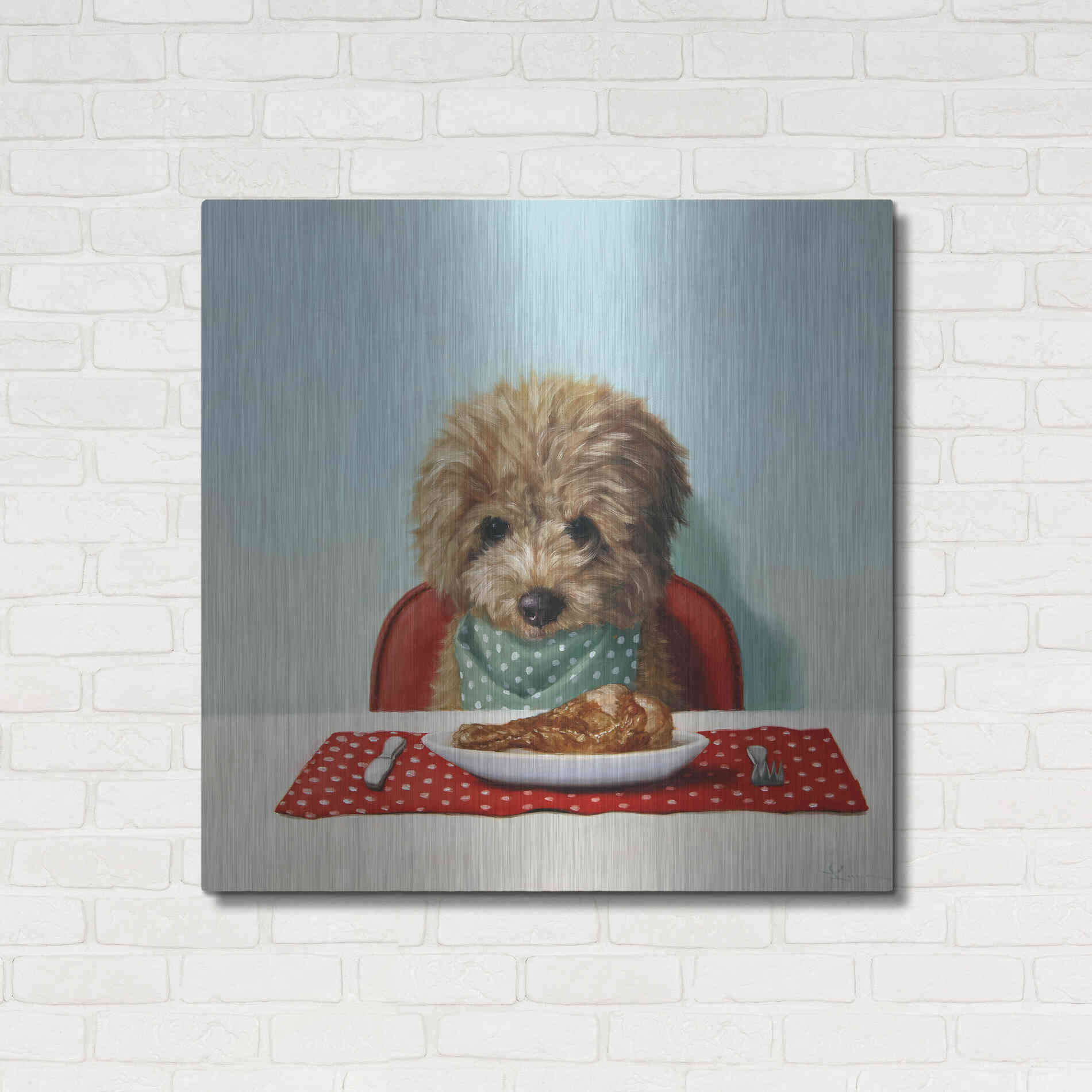 Luxe Metal Art 'Puppy Chow' by Lucia Heffernan, Metal Wall Art,36x36