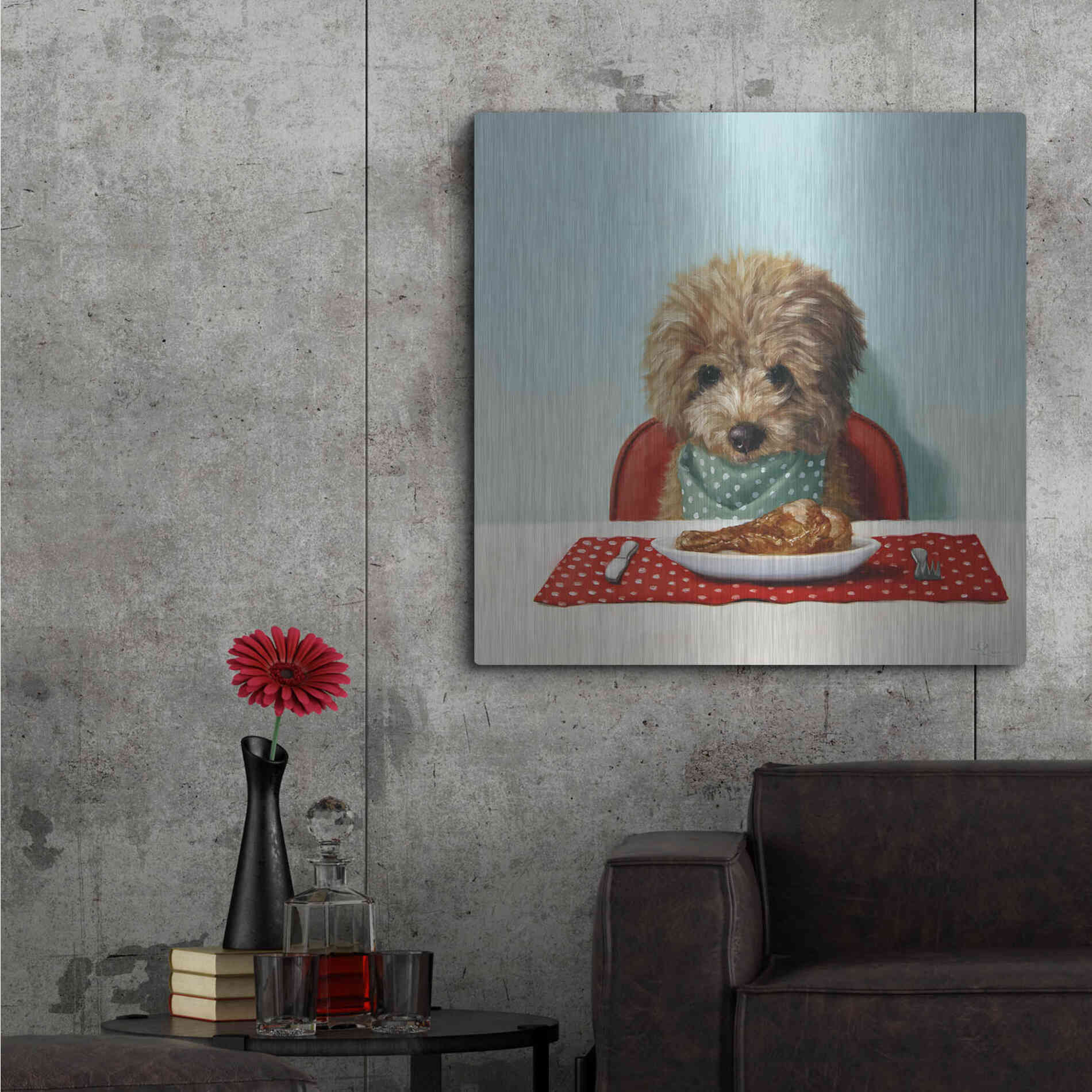 Luxe Metal Art 'Puppy Chow' by Lucia Heffernan, Metal Wall Art,36x36