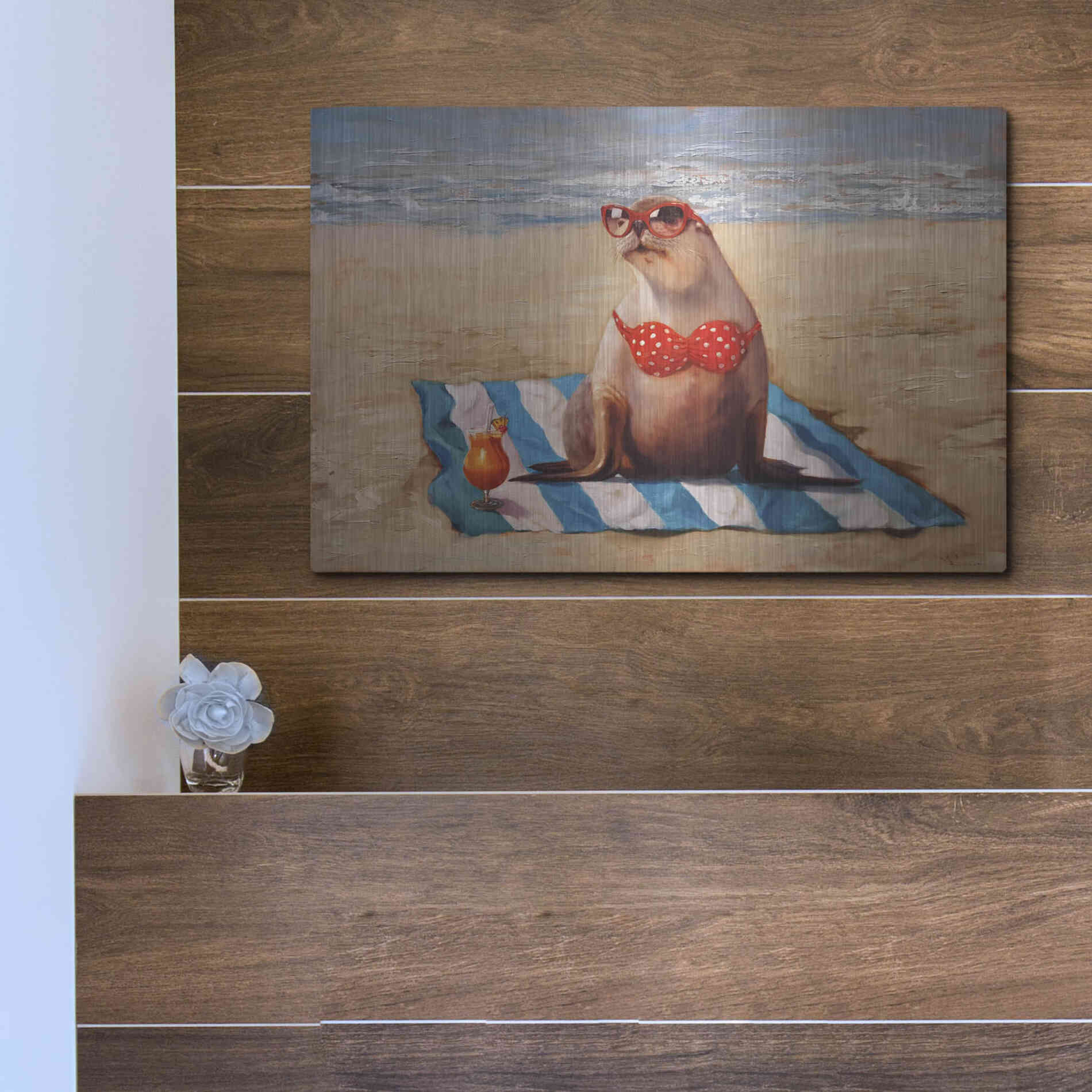 Luxe Metal Art 'Beached' by Lucia Heffernan, Metal Wall Art,16x12