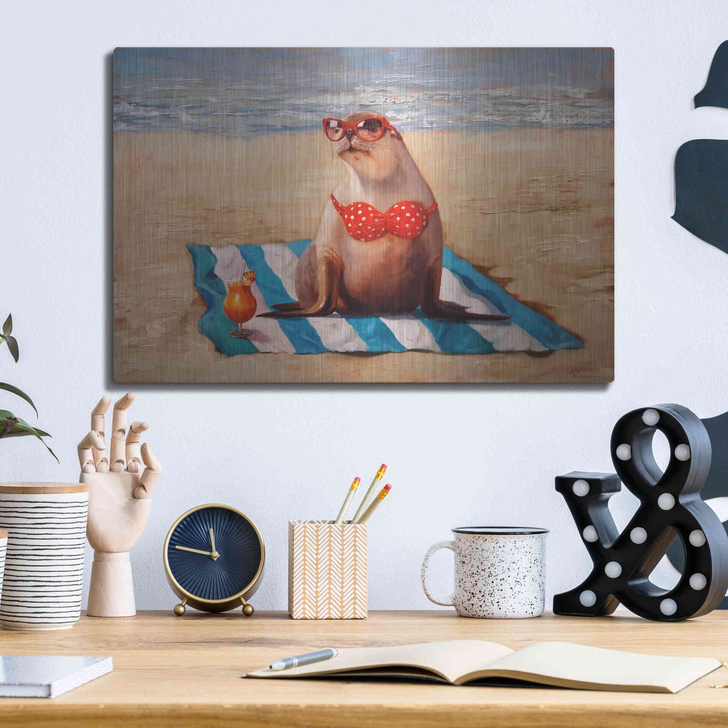 Luxe Metal Art 'Beached' by Lucia Heffernan, Metal Wall Art,16x12