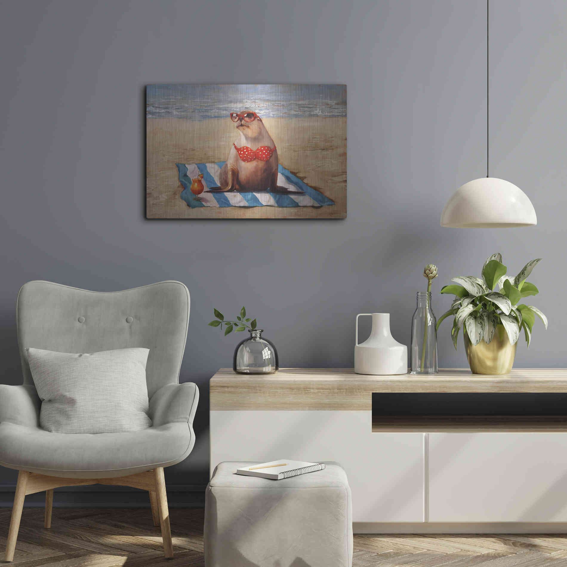 Luxe Metal Art 'Beached' by Lucia Heffernan, Metal Wall Art,24x16