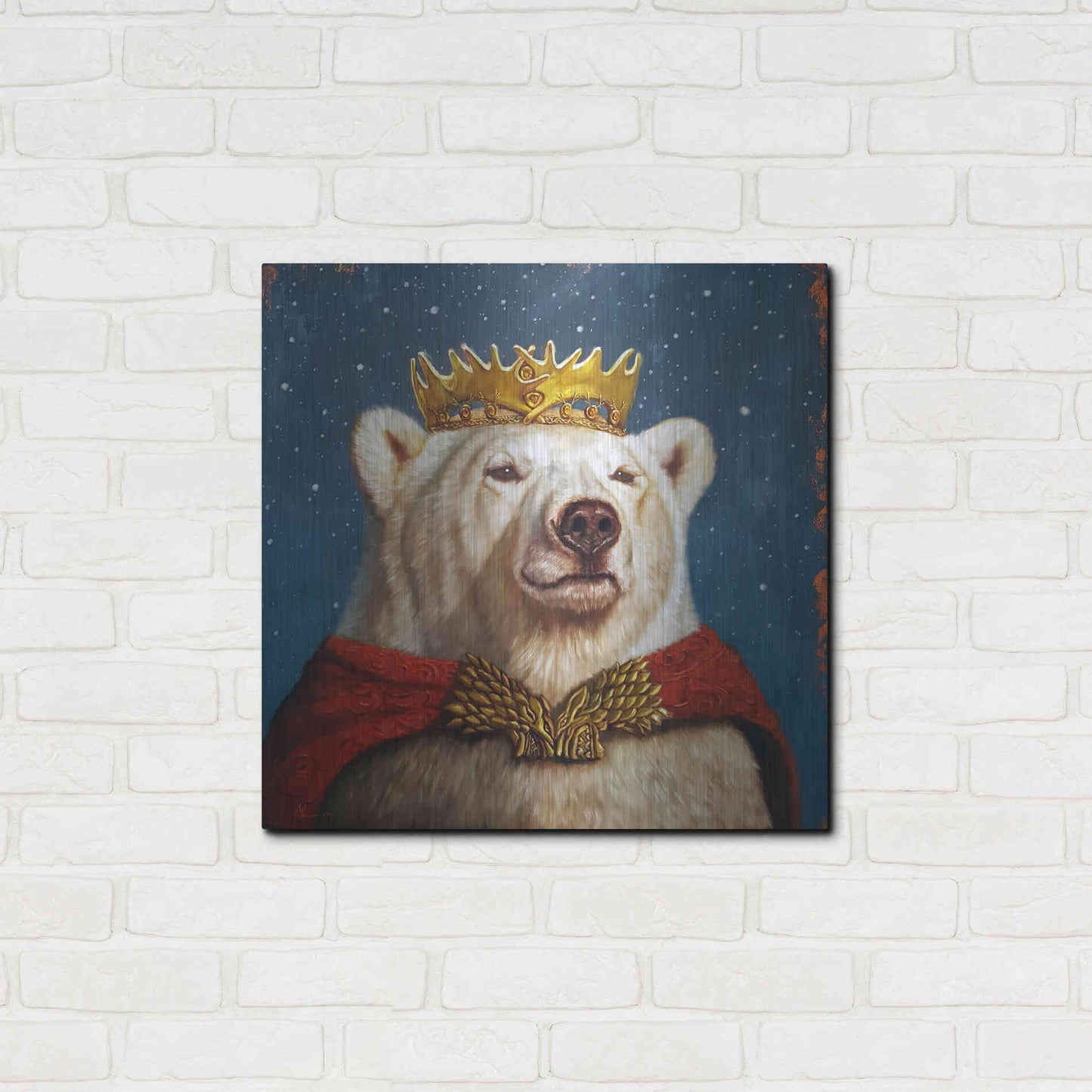 Luxe Metal Art 'Snow King' by Lucia Heffernan, Metal Wall Art,24x24