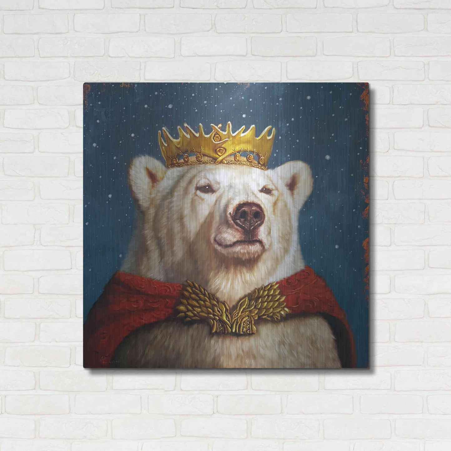 Luxe Metal Art 'Snow King' by Lucia Heffernan, Metal Wall Art,36x36