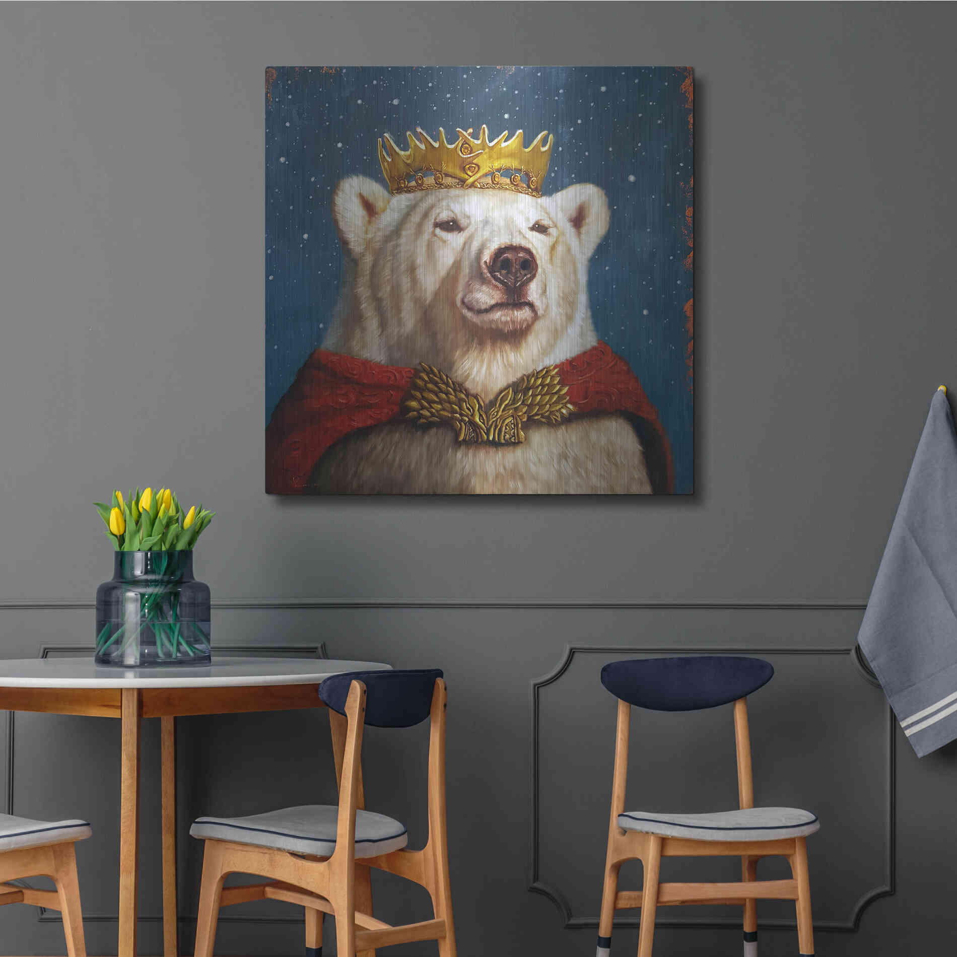 Luxe Metal Art 'Snow King' by Lucia Heffernan, Metal Wall Art,36x36