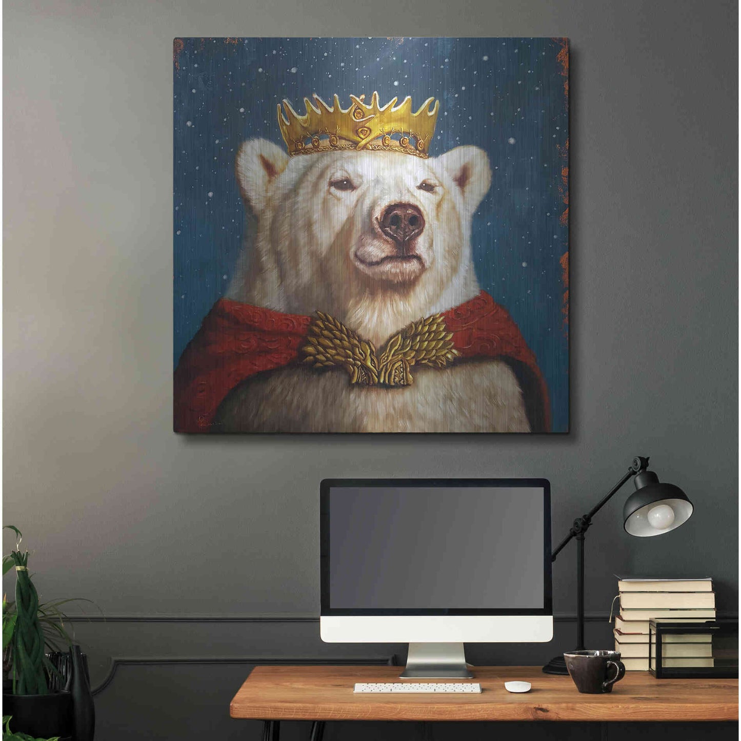 Luxe Metal Art 'Snow King' by Lucia Heffernan, Metal Wall Art,36x36