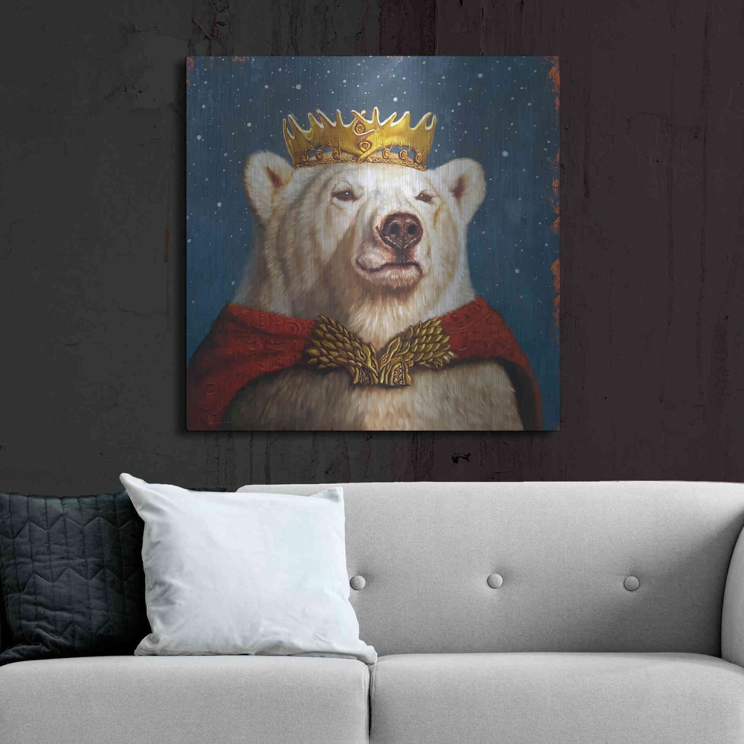 Luxe Metal Art 'Snow King' by Lucia Heffernan, Metal Wall Art,36x36