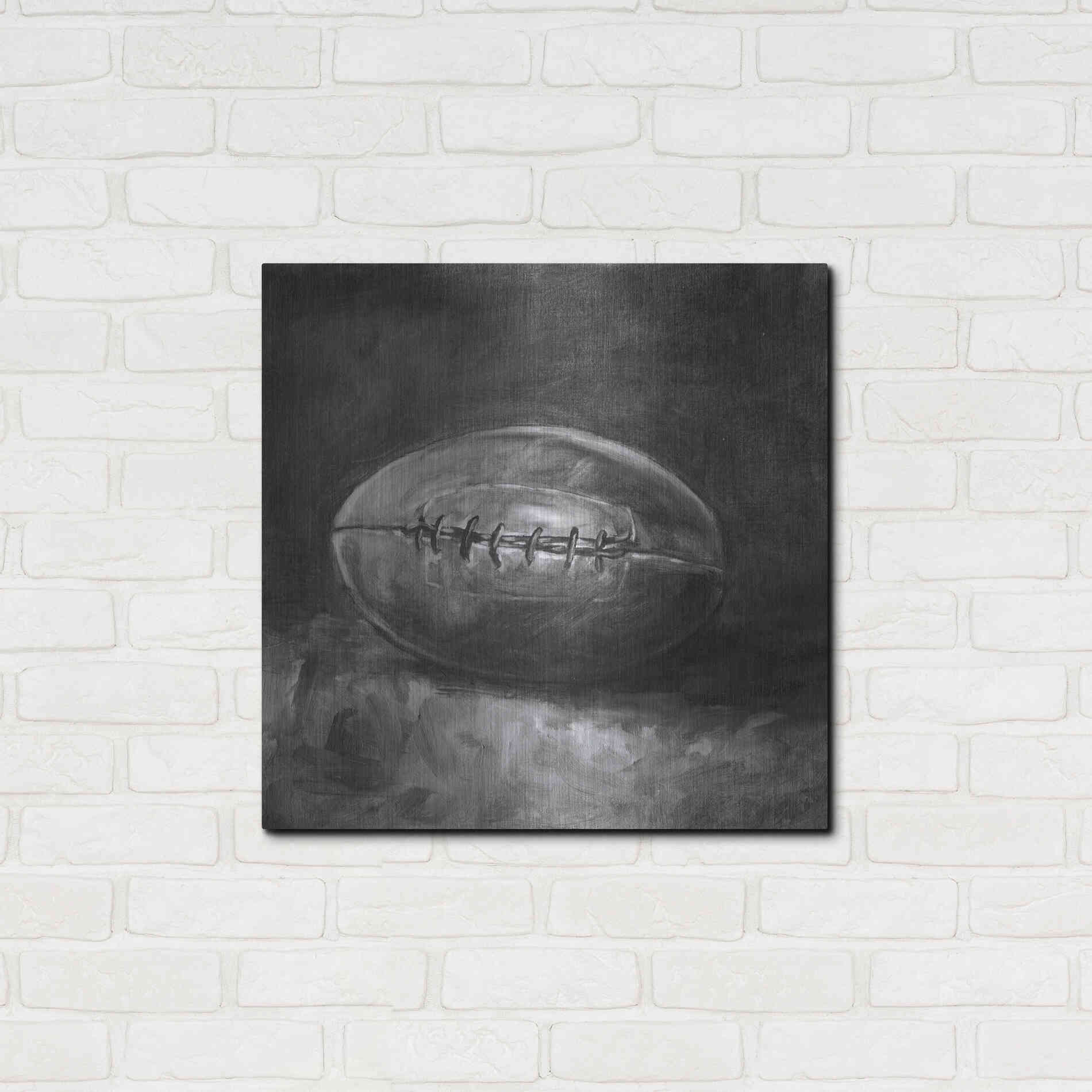 Luxe Metal Art 'Rustic Sports IV Black and White' by Ethan Harper, Metal Wall Art,24x24
