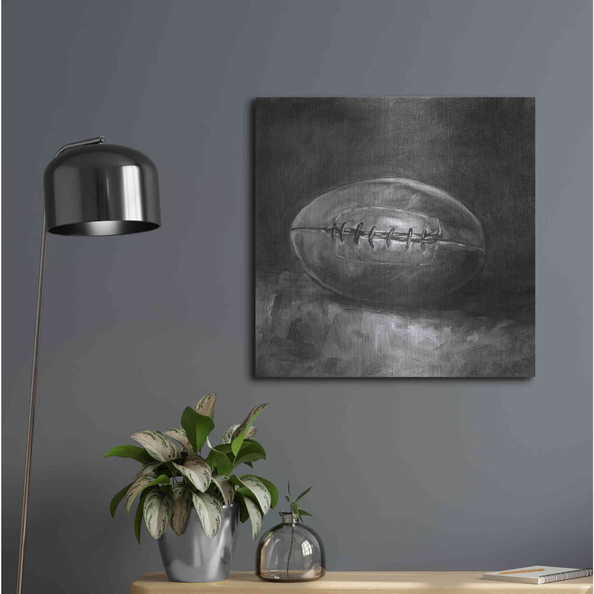 Luxe Metal Art 'Rustic Sports IV Black and White' by Ethan Harper, Metal Wall Art,24x24