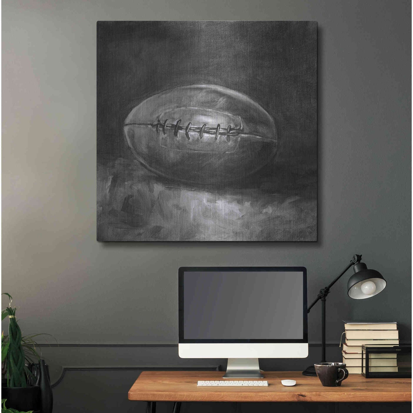 Luxe Metal Art 'Rustic Sports IV Black and White' by Ethan Harper, Metal Wall Art,36x36