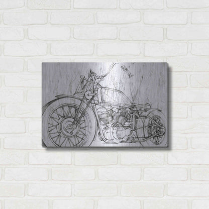 Luxe Metal Art 'Inverted Motorcycle Mechanical Sketch II' by Ethan Harper, Metal Wall Art,24x16