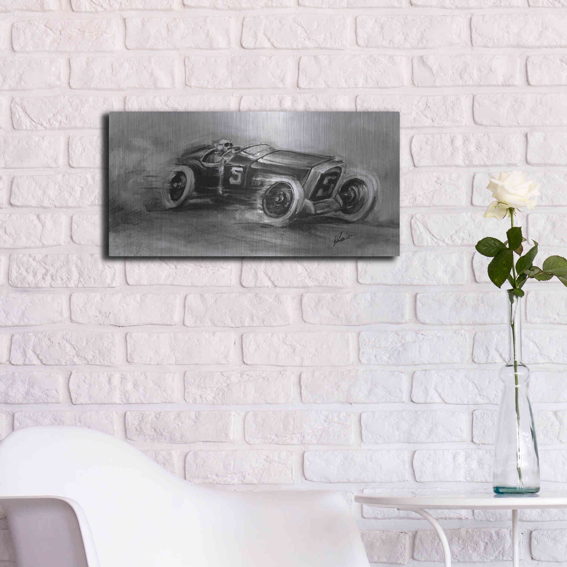 Luxe Metal Art 'Inverted French Grand Prix 1914' by Ethan Harper, Metal Wall Art,24x12