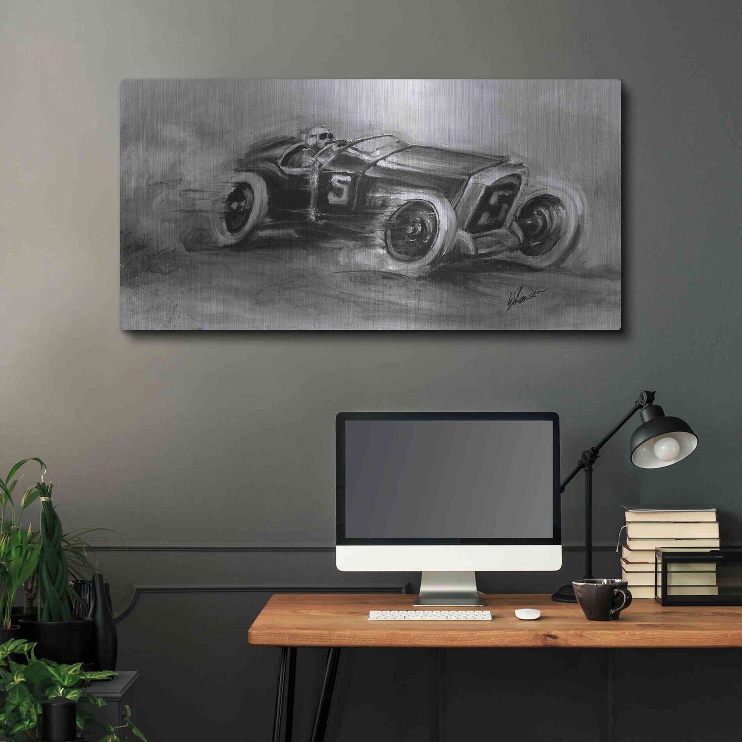 Luxe Metal Art 'Inverted French Grand Prix 1914' by Ethan Harper, Metal Wall Art,48x24