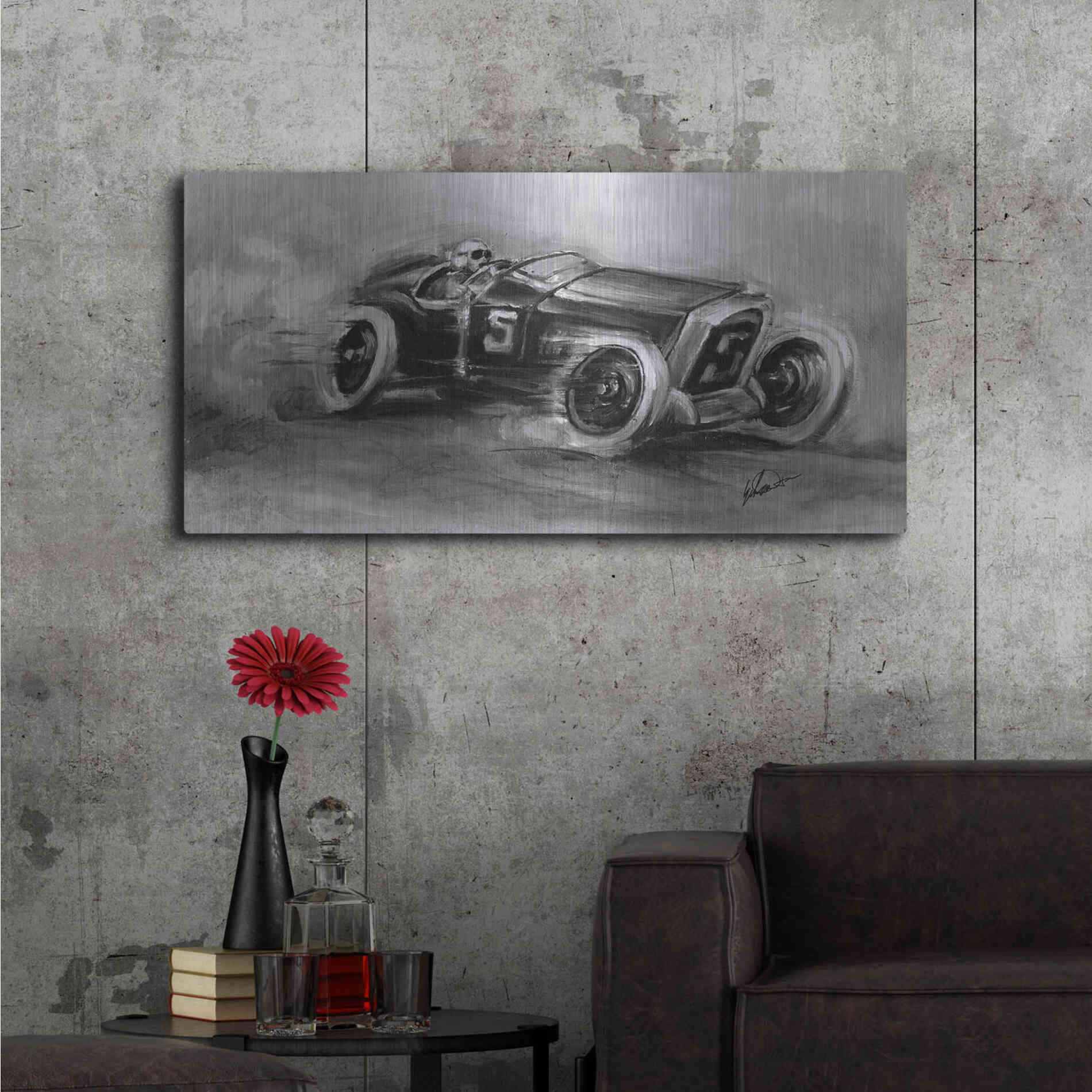 Luxe Metal Art 'Inverted French Grand Prix 1914' by Ethan Harper, Metal Wall Art,48x24