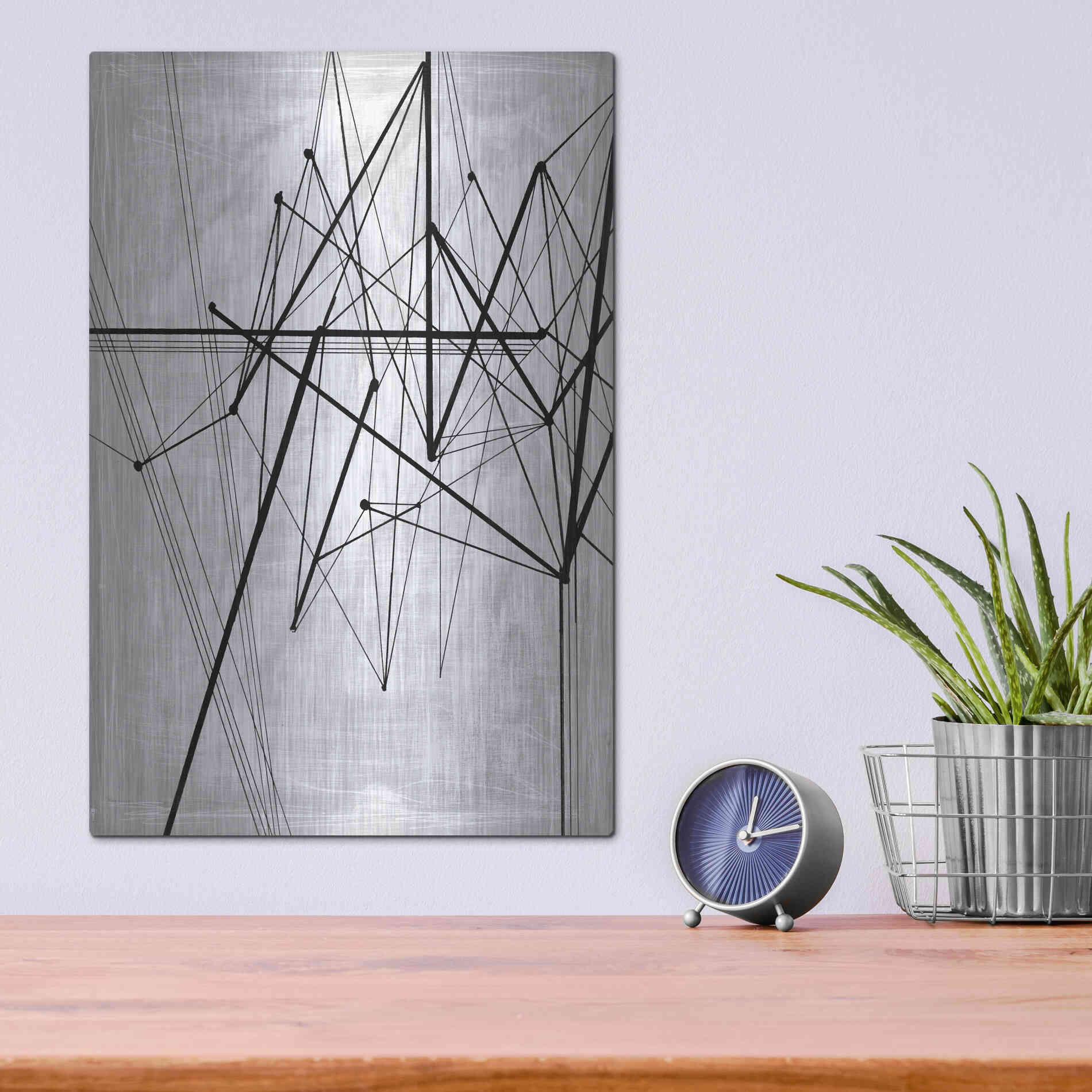 Luxe Metal Art 'Inverted Vertices II' by Ethan Harper, Metal Wall Art,12x16