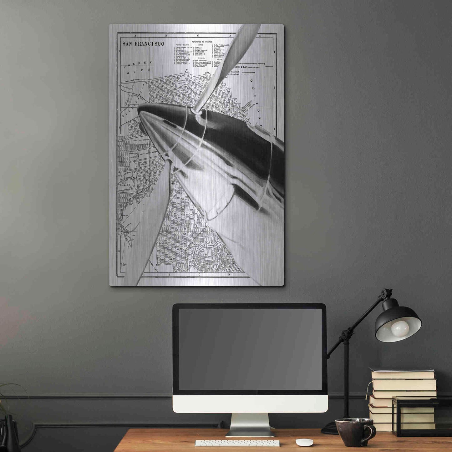 Luxe Metal Art 'Inverted Vintage Plane II' by Ethan Harper, Metal Wall Art,24x36