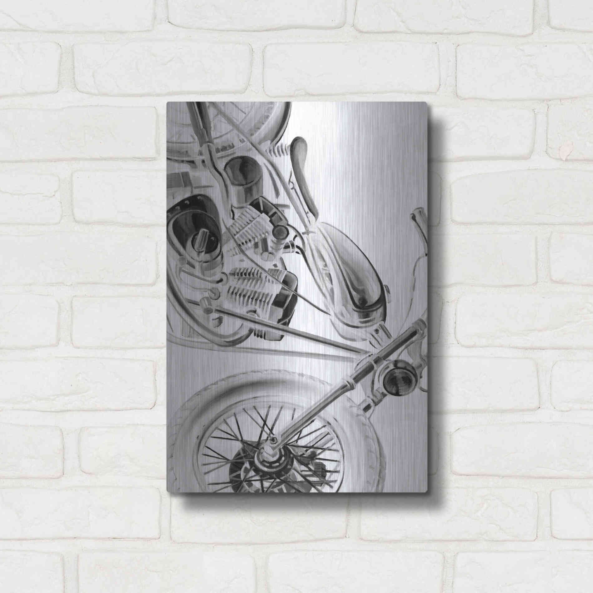 Luxe Metal Art 'Inverted Vintage Motorcycle I' by Ethan Harper, Metal Wall Art,12x16