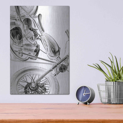 Luxe Metal Art 'Inverted Vintage Motorcycle I' by Ethan Harper, Metal Wall Art,12x16