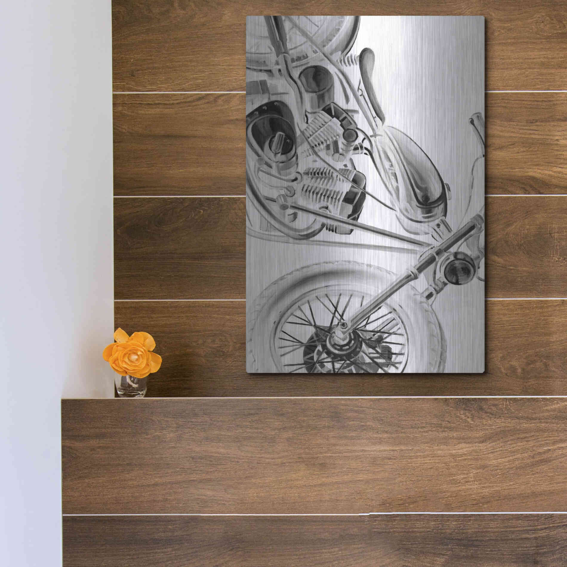 Luxe Metal Art 'Inverted Vintage Motorcycle I' by Ethan Harper, Metal Wall Art,12x16