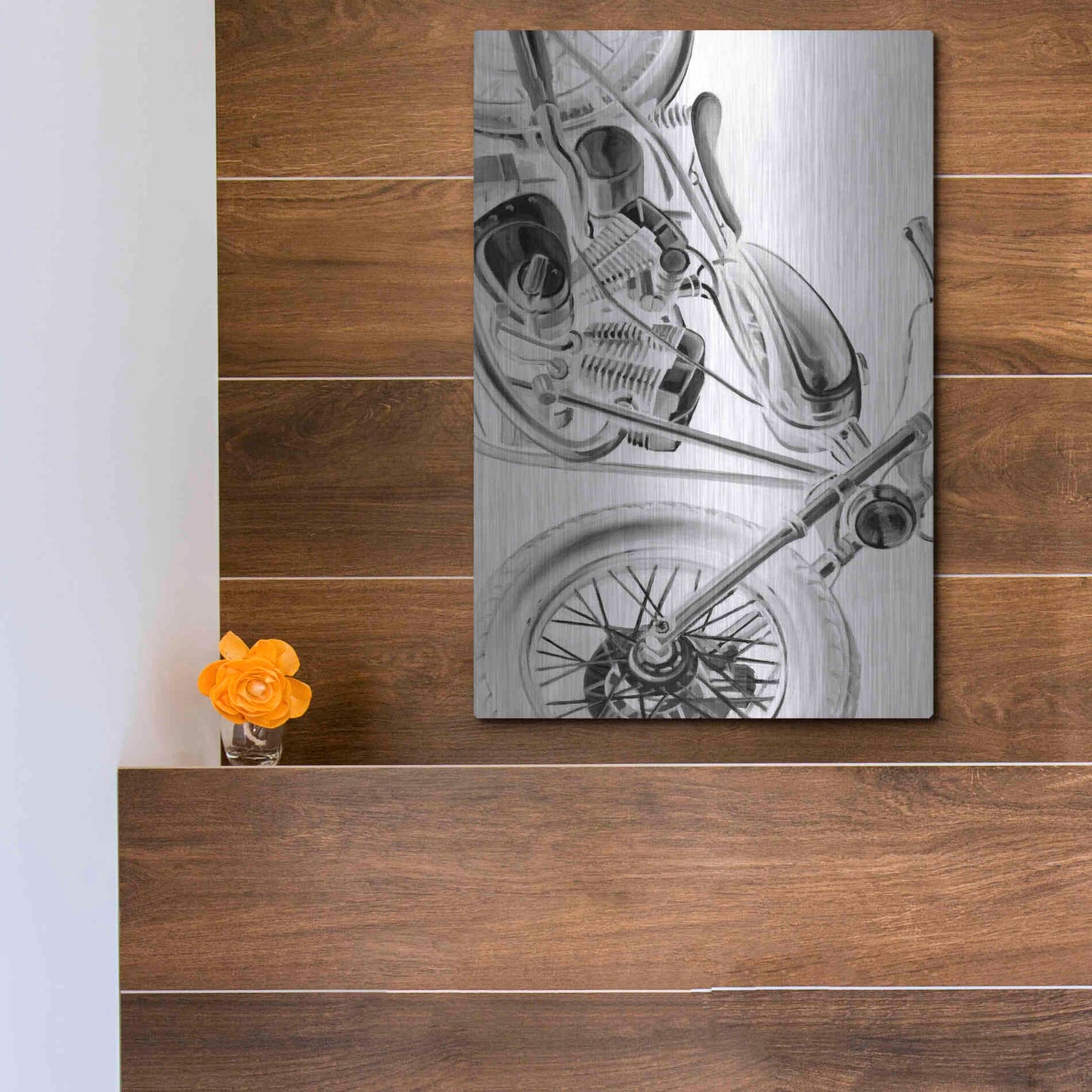 Luxe Metal Art 'Inverted Vintage Motorcycle I' by Ethan Harper, Metal Wall Art,12x16