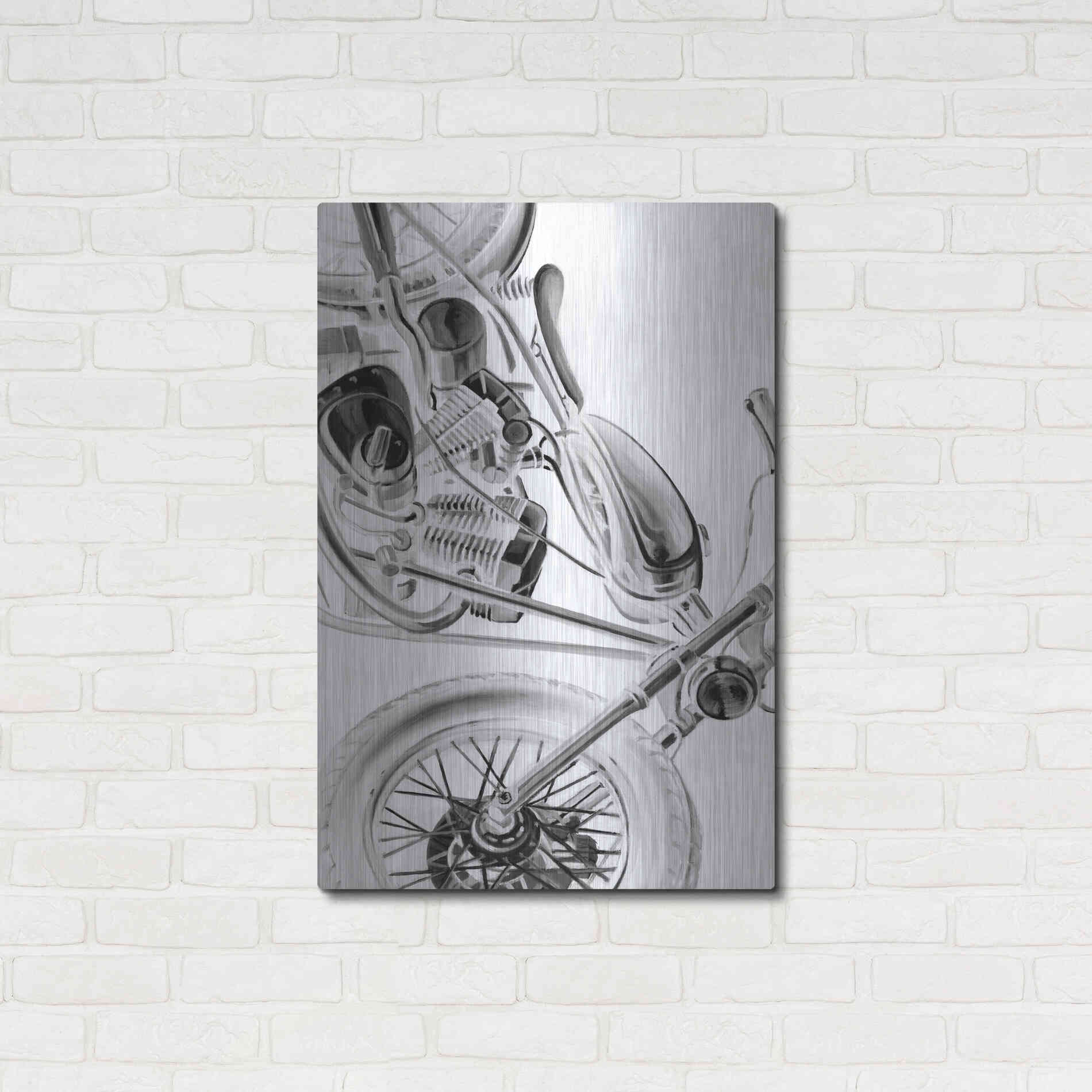 Luxe Metal Art 'Inverted Vintage Motorcycle I' by Ethan Harper, Metal Wall Art,24x36