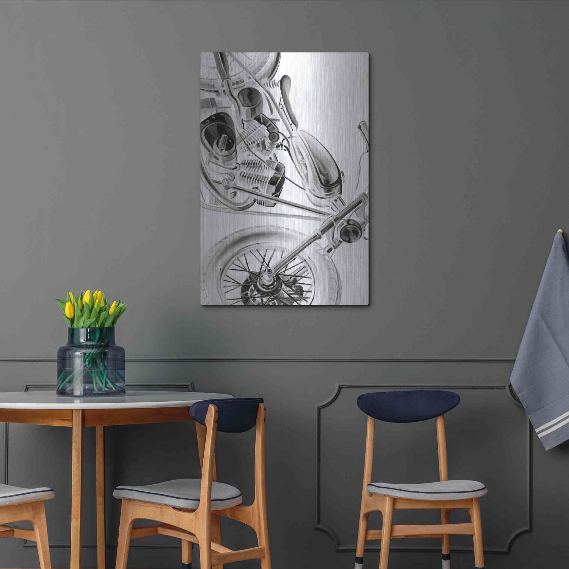 Luxe Metal Art 'Inverted Vintage Motorcycle I' by Ethan Harper, Metal Wall Art,24x36