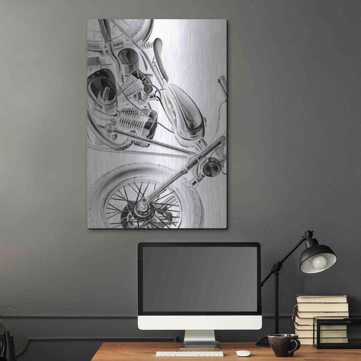 Luxe Metal Art 'Inverted Vintage Motorcycle I' by Ethan Harper, Metal Wall Art,24x36