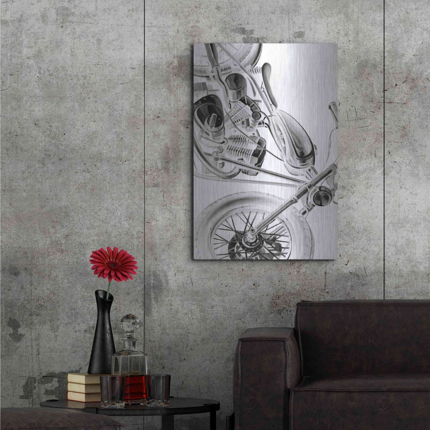 Luxe Metal Art 'Inverted Vintage Motorcycle I' by Ethan Harper, Metal Wall Art,24x36