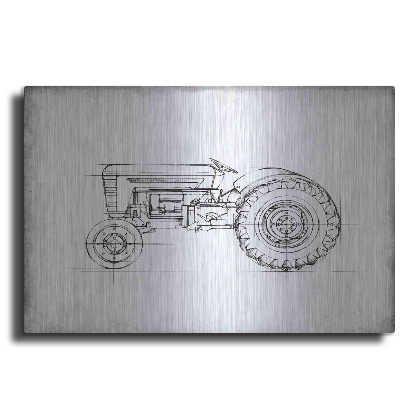 Luxe Metal Art 'Inverted Tractor Blueprint I' by Ethan Harper, Metal Wall Art