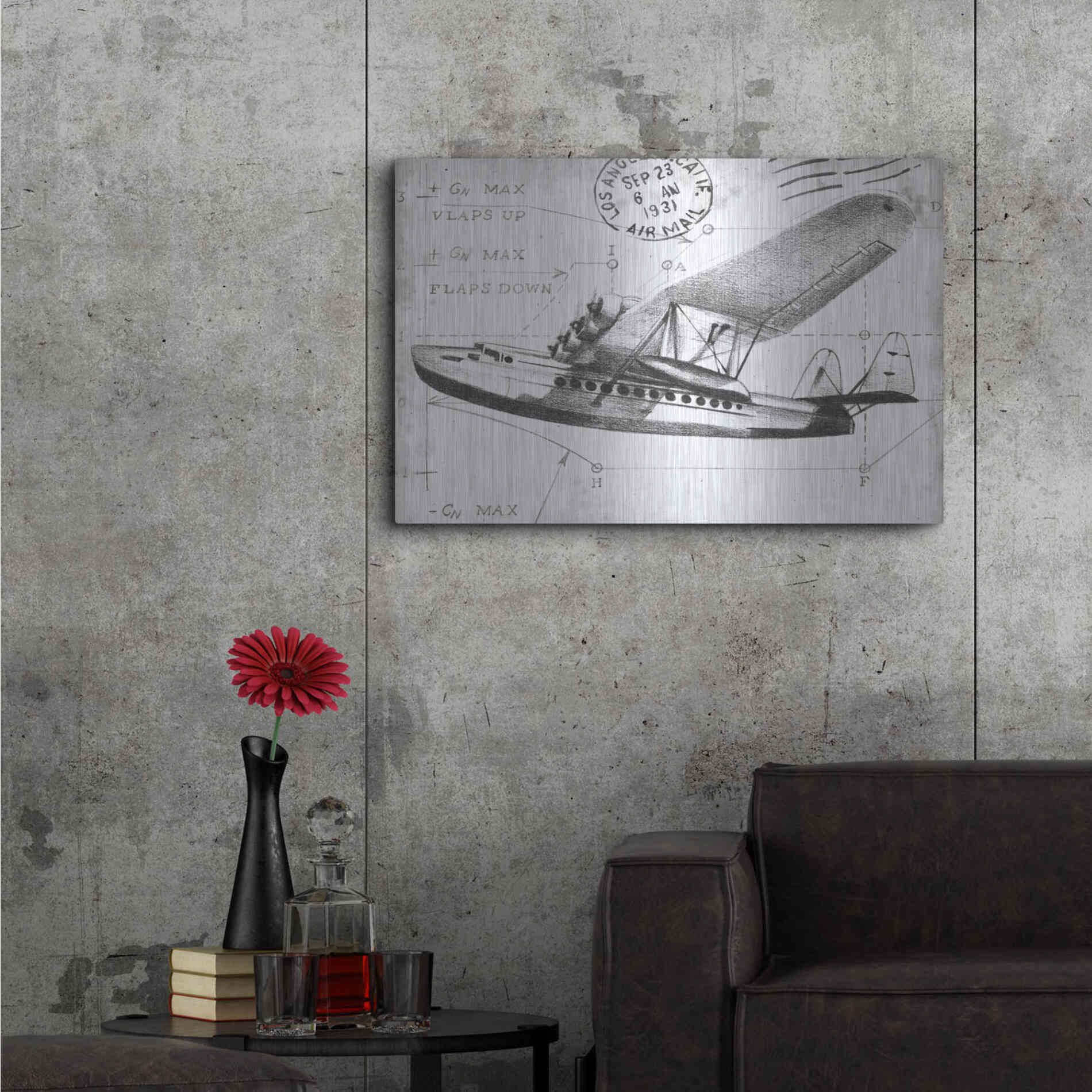 Luxe Metal Art 'Inverted Flight Schematic III' by Ethan Harper, Metal Wall Art,36x24
