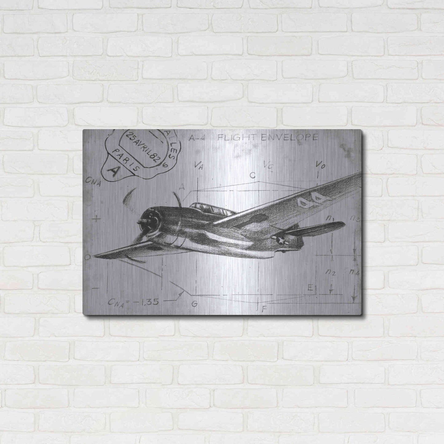Luxe Metal Art 'Inverted Flight Schematic II' by Ethan Harper, Metal Wall Art,36x24