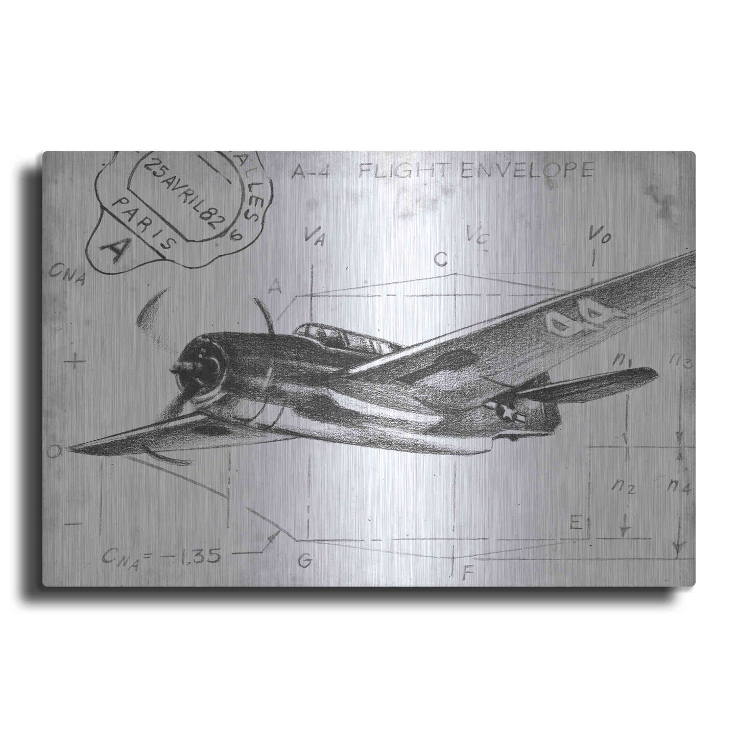 Luxe Metal Art 'Inverted Flight Schematic II' by Ethan Harper, Metal Wall Art