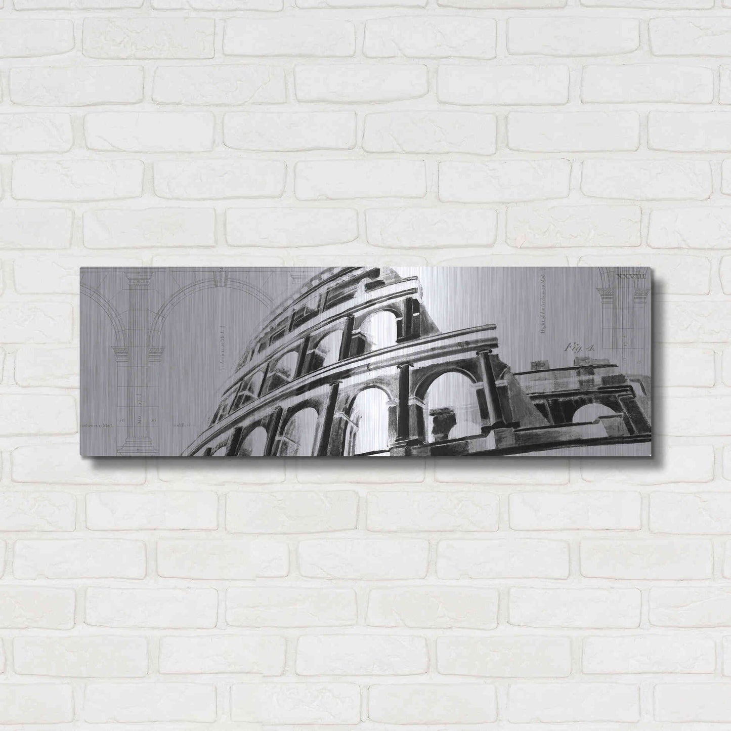 Luxe Metal Art 'Icon Architecture I' by Ethan Harper, Metal Wall Art,36x12