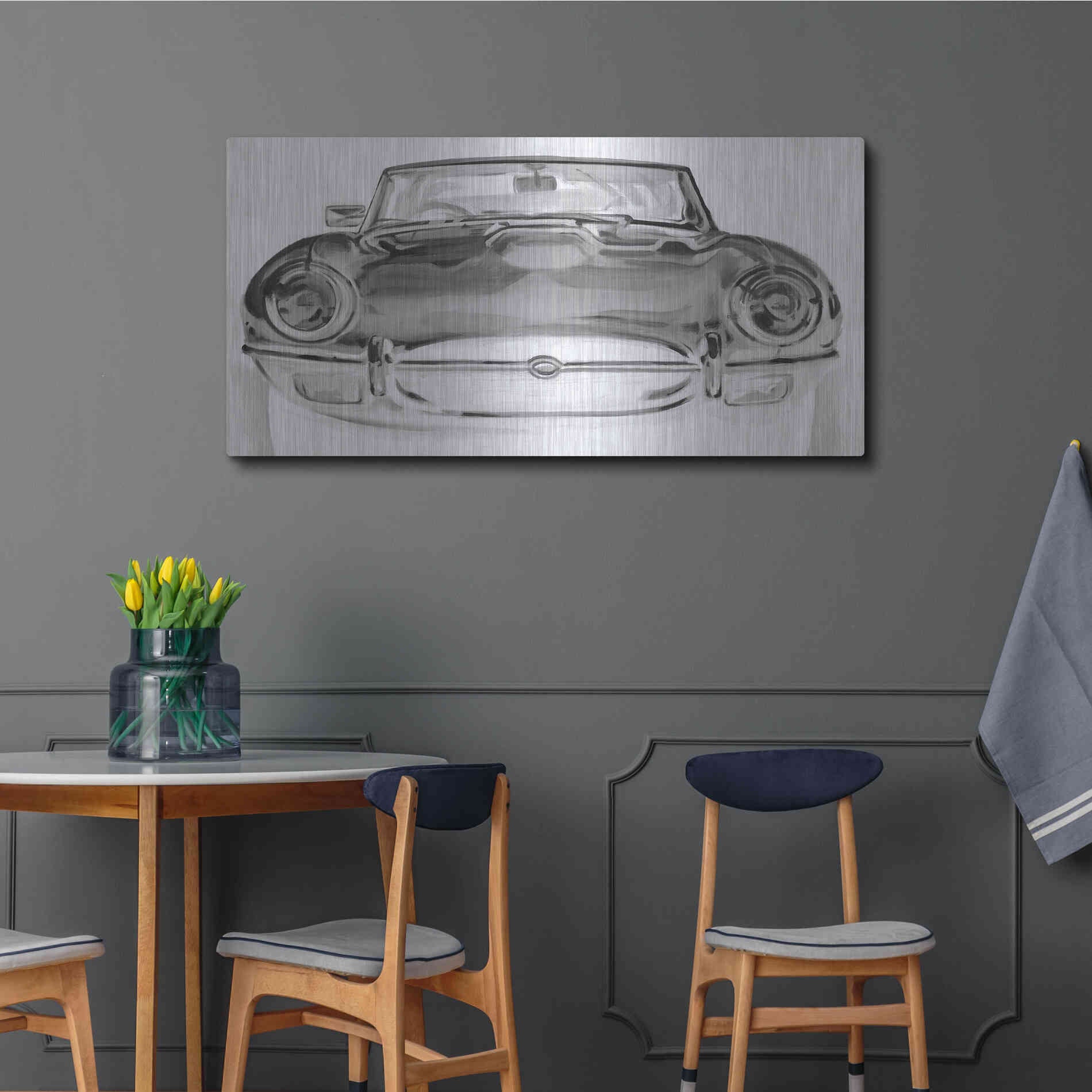 Luxe Metal Art 'Inverted European Sports Car I' by Ethan Harper, Metal Wall Art,48x24