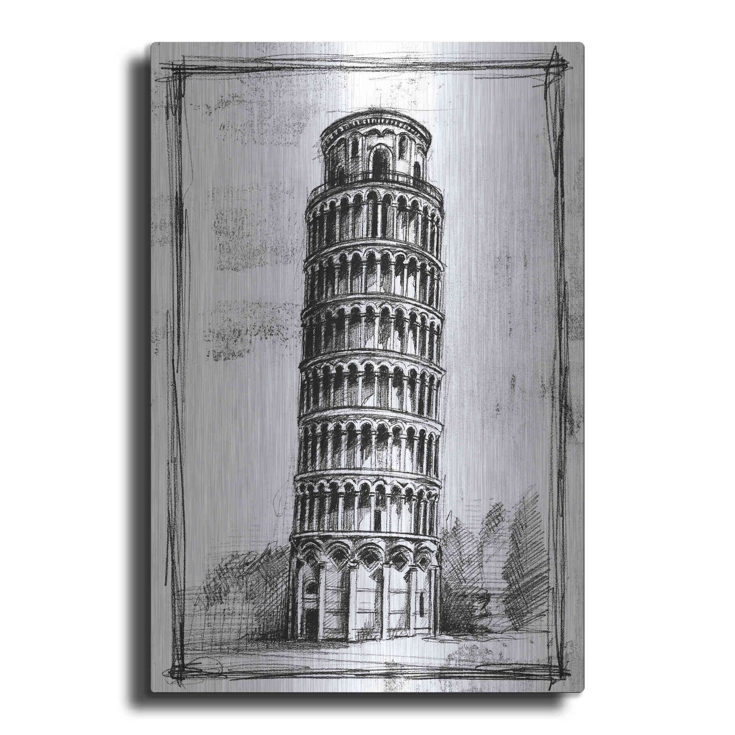 Luxe Metal Art 'European Icon Blueprint II' by Ethan Harper, Metal Wall Art