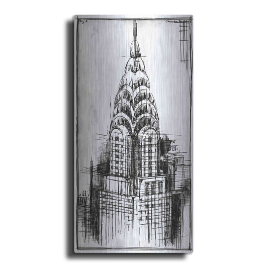 Luxe Metal Art 'Inverted Chrysler Blueprint' by Ethan Harper, Metal Wall Art