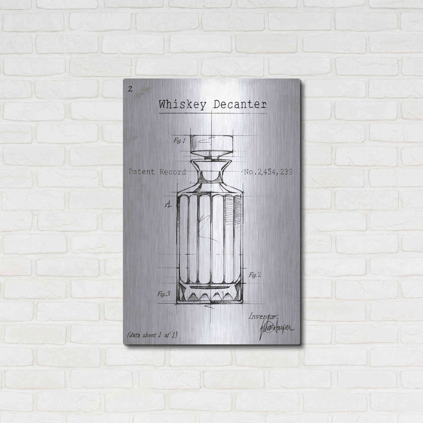 Luxe Metal Art 'Barware Blueprint VII' by Ethan Harper, Metal Wall Art,24x36