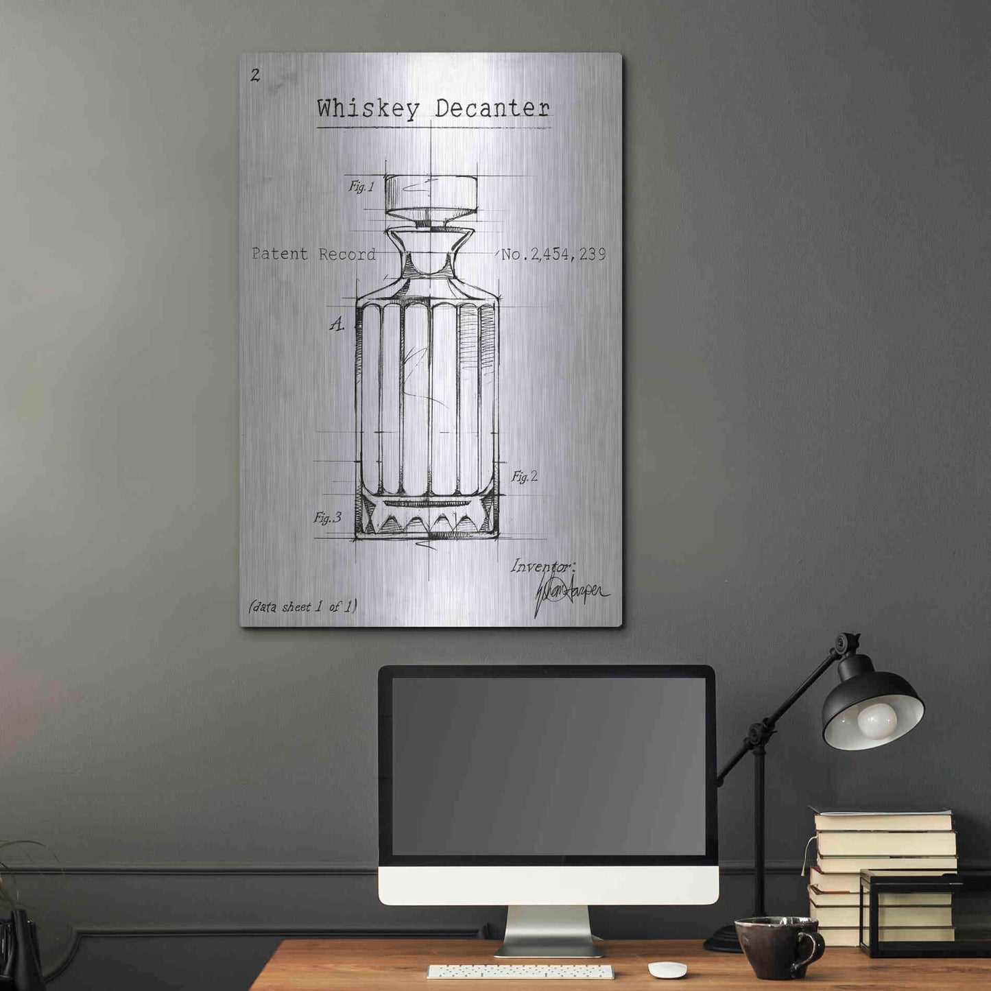 Luxe Metal Art 'Barware Blueprint VII' by Ethan Harper, Metal Wall Art,24x36