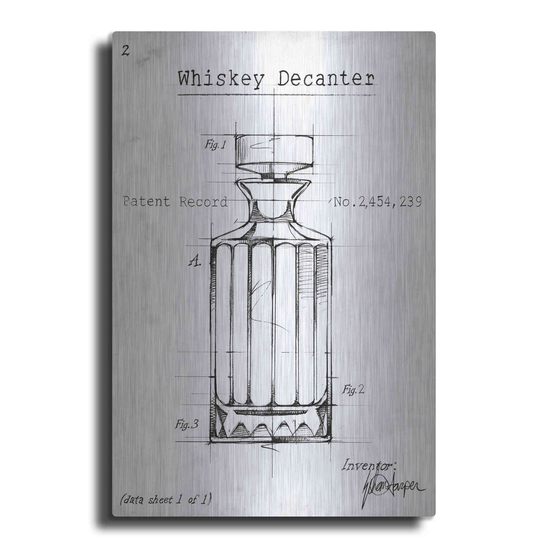 Luxe Metal Art 'Barware Blueprint VII' by Ethan Harper, Metal Wall Art