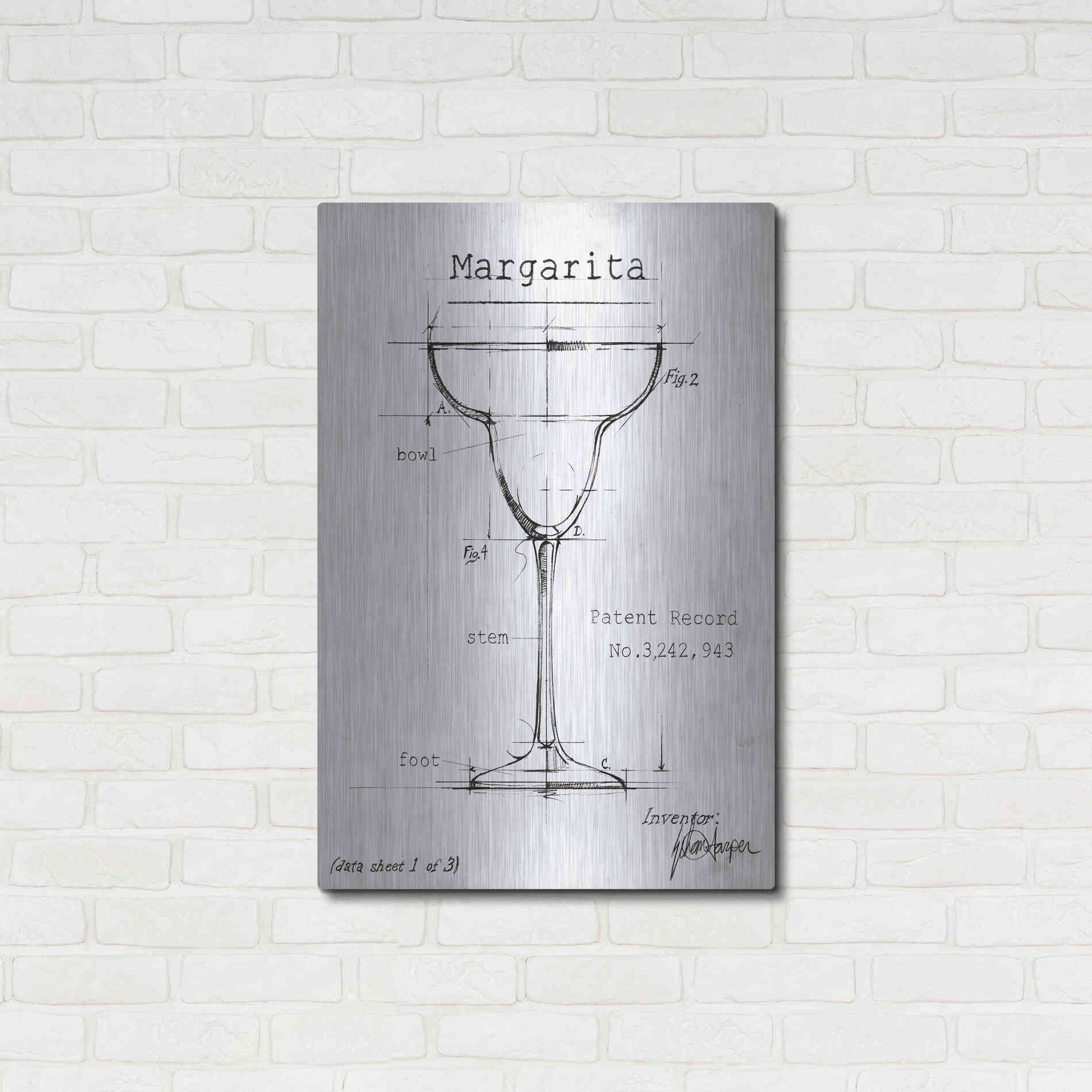 Luxe Metal Art 'Barware Blueprint VI' by Ethan Harper, Metal Wall Art,24x36