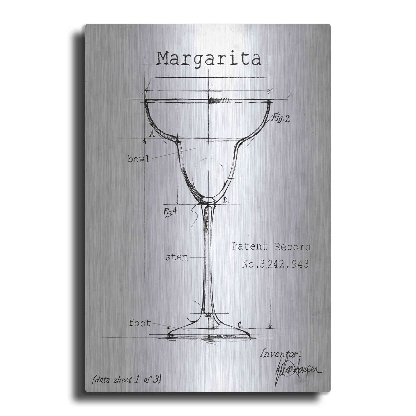 Luxe Metal Art 'Barware Blueprint VI' by Ethan Harper, Metal Wall Art