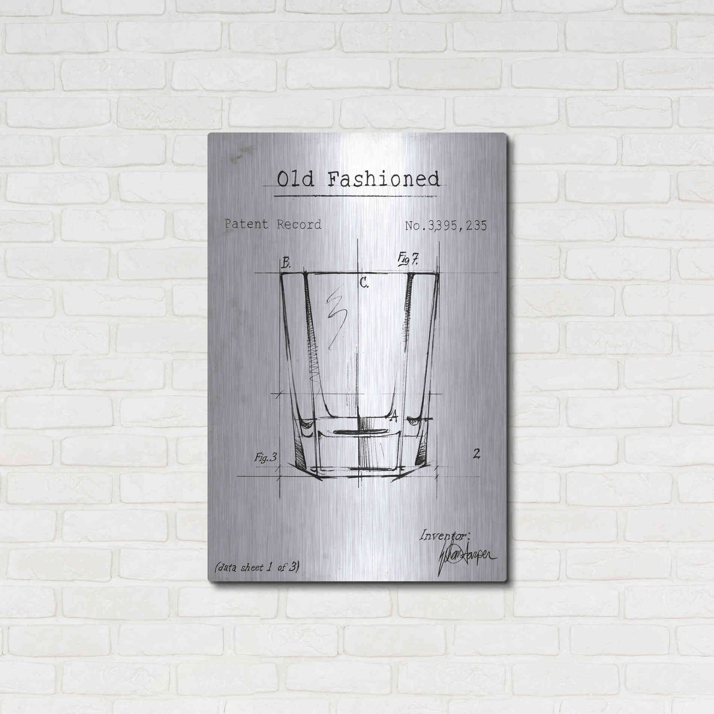 Luxe Metal Art 'Barware Blueprint I' by Ethan Harper, Metal Wall Art,24x36