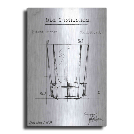 Luxe Metal Art 'Barware Blueprint I' by Ethan Harper, Metal Wall Art