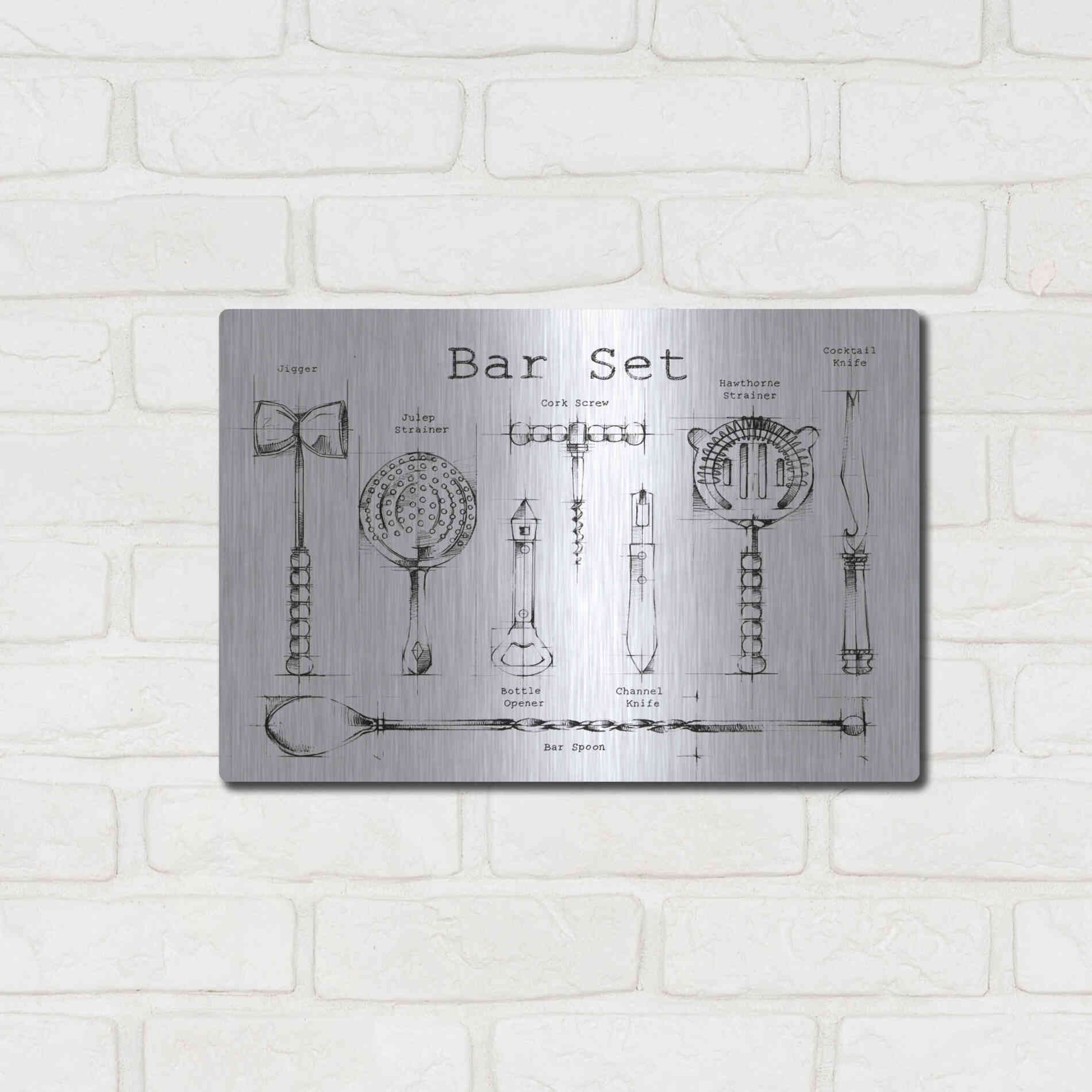 Luxe Metal Art 'Bar Set' by Ethan Harper, Metal Wall Art,16x12